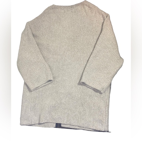 Zara Open Midi Faux Leather Lined Beige Cardigan Women’s Size Medium - Picture 6 of 7